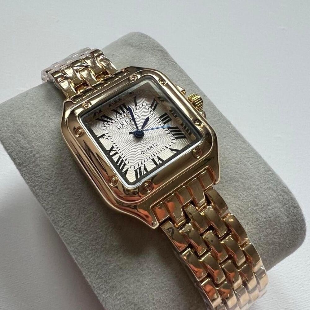 Gold Tone Square Quartz Watch - Picture 1 of 9